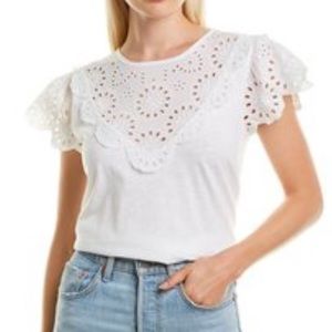 JCrew NWT Eyelet flutter-sleeve T-shirt
AN181